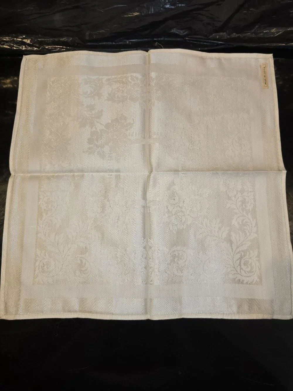 Napkins Damask Floral Linen Ivory Set of 8 Japan 14.75